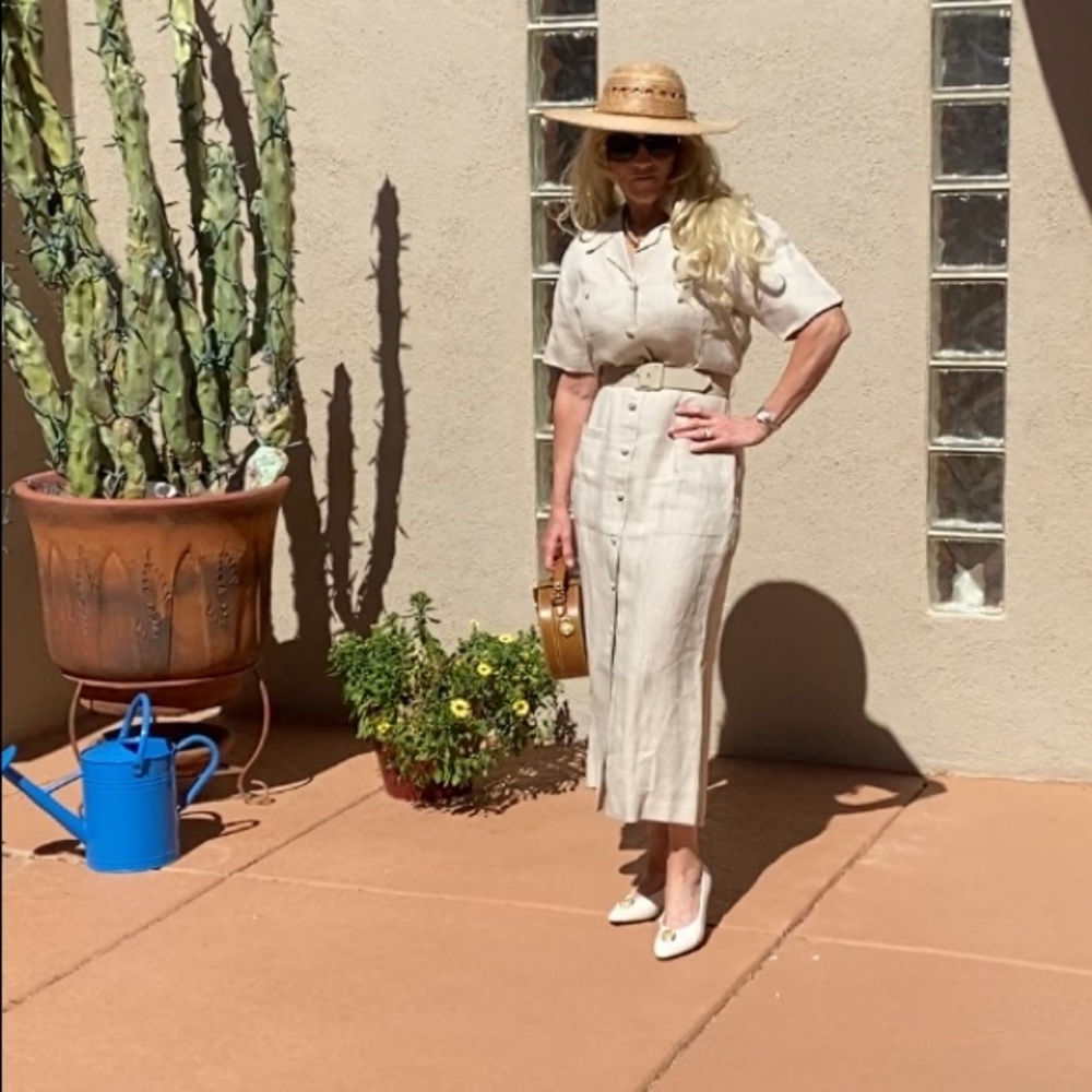 Vintage Irish linen midi dress